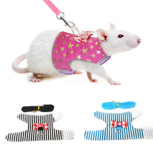 Load image into Gallery viewer, Small Pet Rabbit Hamster Bowtie Striped Star Harness Vest Leash Traction Rope For baby ferrets pet rats Bowknot Chest Strap