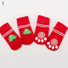 Load image into Gallery viewer, 4pcs/Set Cute Puppy Dog Knit Socks Small Dogs Cotton Anti-Slip Cat Shoes For Autumn Winter Indoor Wear Slip On Paw Protector