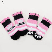 Load image into Gallery viewer, 4pcs/Set Cute Puppy Dog Knit Socks Small Dogs Cotton Anti-Slip Cat Shoes For Autumn Winter Indoor Wear Slip On Paw Protector