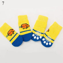 Load image into Gallery viewer, 4pcs/Set Cute Puppy Dog Knit Socks Small Dogs Cotton Anti-Slip Cat Shoes For Autumn Winter Indoor Wear Slip On Paw Protector