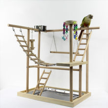 Load image into Gallery viewer, 48*33*53cm Wood Parrot Playground Bird Perch with Ladders Feeder Parrot Bite Toys Bird frame Stand Cage Bird Suspension Bridge
