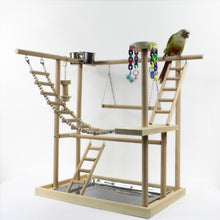 Load image into Gallery viewer, 48*33*53cm Wood Parrot Playground Bird Perch with Ladders Feeder Parrot Bite Toys Bird frame Stand Cage Bird Suspension Bridge
