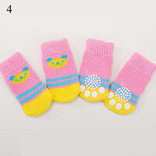 Load image into Gallery viewer, 4pcs/Set Cute Puppy Dog Knit Socks Small Dogs Cotton Anti-Slip Cat Shoes For Autumn Winter Indoor Wear Slip On Paw Protector
