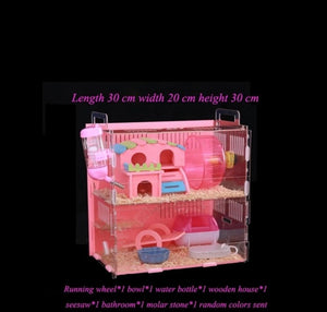 Hamster House Large Size Acrylic Villa Double Guinea Pig Cage Small Pet For A Hamster Bservation Nest