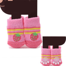 Load image into Gallery viewer, 4pcs/Set Cute Puppy Dog Knit Socks Small Dogs Cotton Anti-Slip Cat Shoes For Autumn Winter Indoor Wear Slip On Paw Protector

